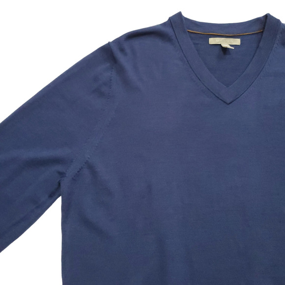 Nordstrom Merino Wool V Neck Long Sleeve Blue Sweater Mens XXL - Picture 5 of 12